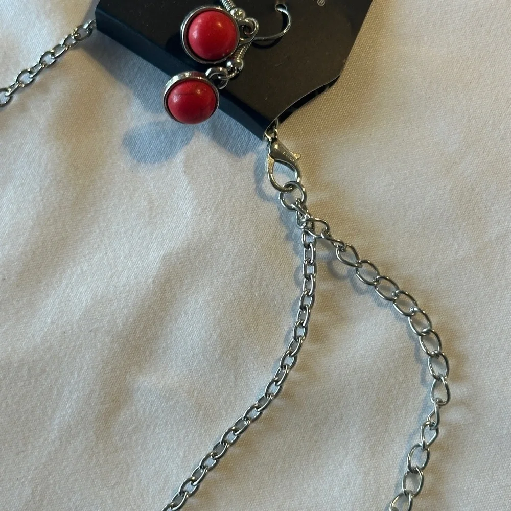 Red and Silver Women's Necklace - Picture 7 of 7